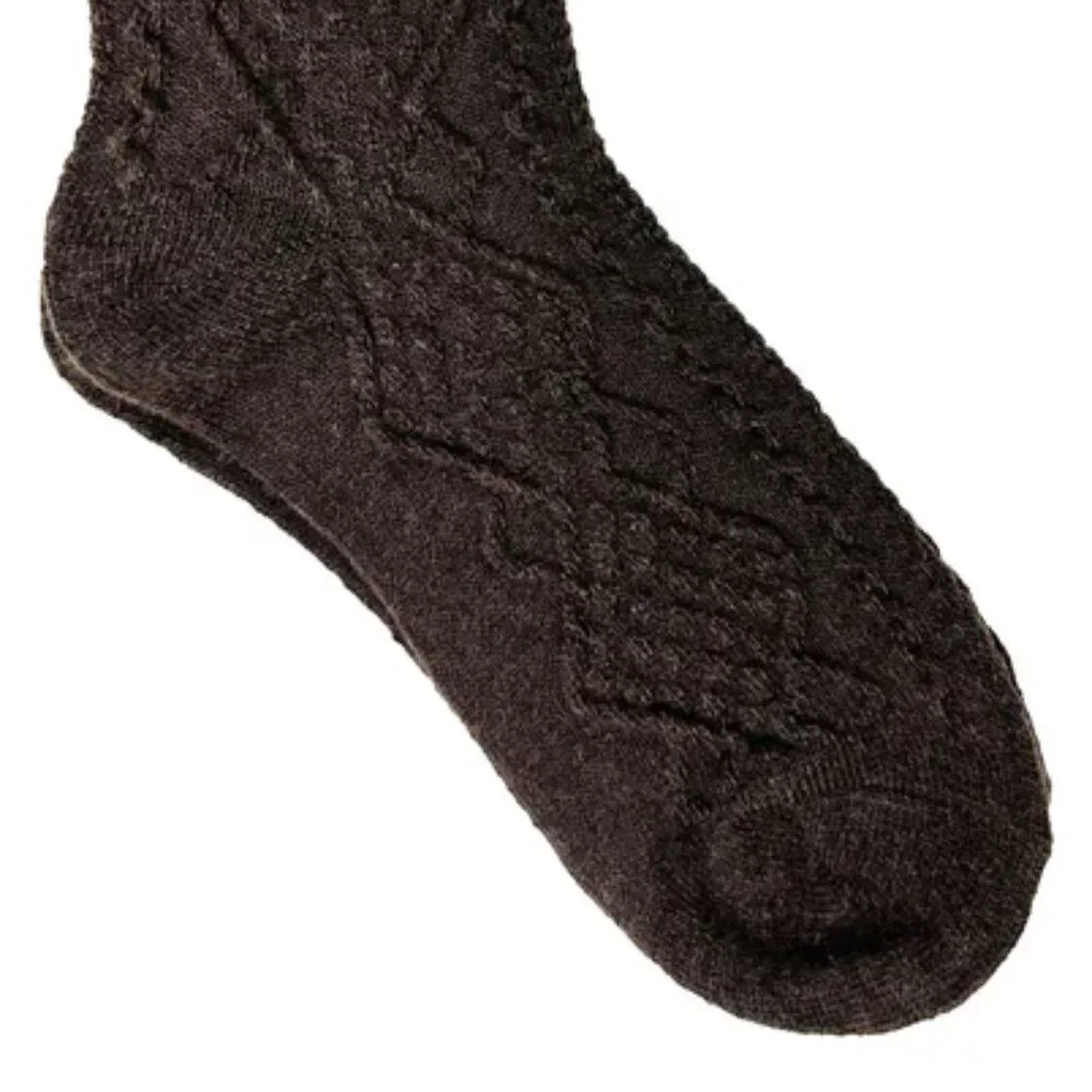 NWT Marion Cable Knit Brown Wool Crew Socks